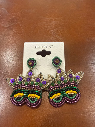 Mardi Gras Beaded Masquerade Earrings