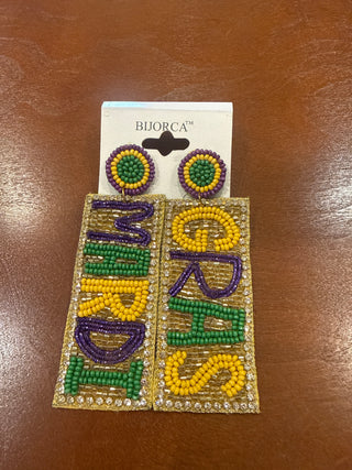 Mardi Gras Beaded Earrings