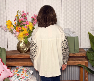 Umgee Cheetah Contrast Button -Down Shacket