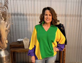 BiBi Mardi Gras Raw Edge Top