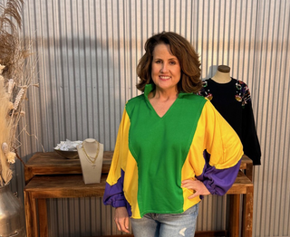 BiBi Mardi Gras Raw Edge Top