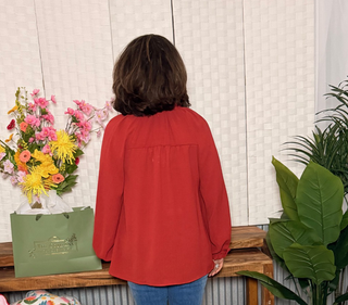 Umgee Beaded Tassel Tie Top