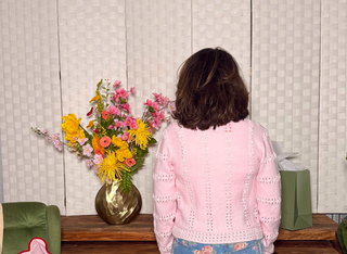 Peach Love Eyelet Tie Front Knit Cardigan