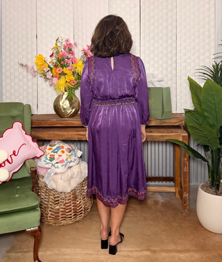 Umgee Embroidered Plum Midi Dress