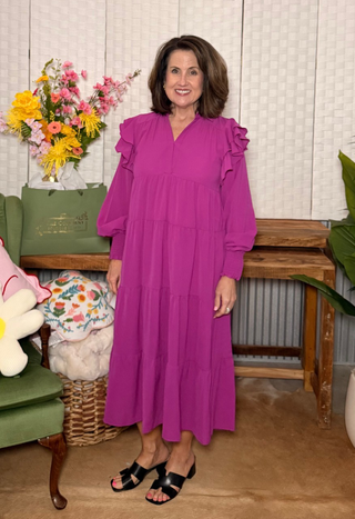 Umgee Ruffle Tiered Midi Dress