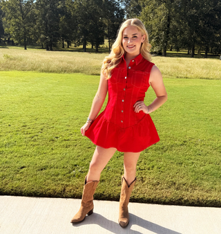 SoMe Red Ruffle Dress