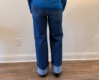 Risen High Rise Ankle Wide Button Down Cuffed Jeans