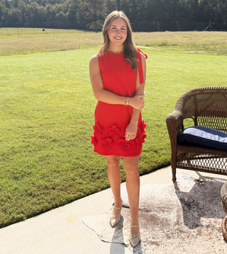 THML Sleeveless Floral Detail Red Dress