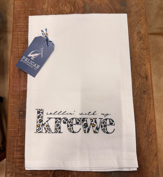 Rollin With My Krewe Tea Towel