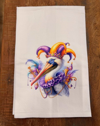 Mardi Gras Royal Pelican Tea Towel