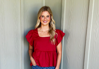 Entro Ruby Red Peplum Blouse