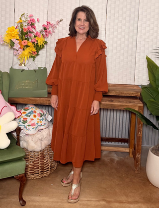 Umgee Ruffle Tiered Midi Dress