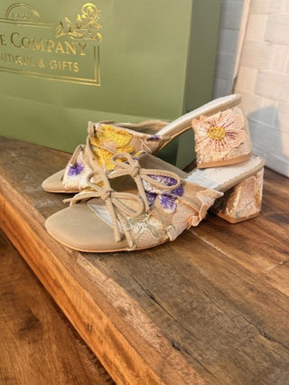 Oasis Society Floral Double Bow Peep Hold Sandal