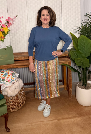 Umgee Sequin Midi Skirt