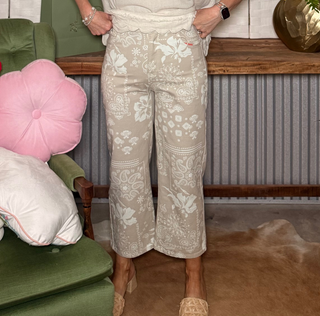 Peach Love Hibiscus w/ Paisley Printed Soft Twill Denim