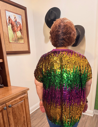 Mardi Gras Full Sequin Sparkle Top