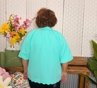 Umgee Textured Popover Blouse