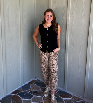 She & Sky Gold Buttoned Knit Vest