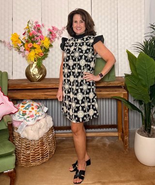 Cotton Embroidered Back Ribbon Tie Dress