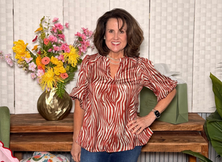 Umgee Rust & Cream Zebra Print Top